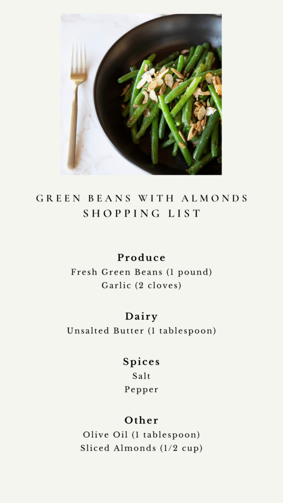 Green Bean Recipe Shopping List