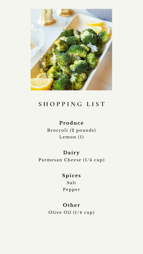 roasted broccoli with lemon and parmesan shopping list