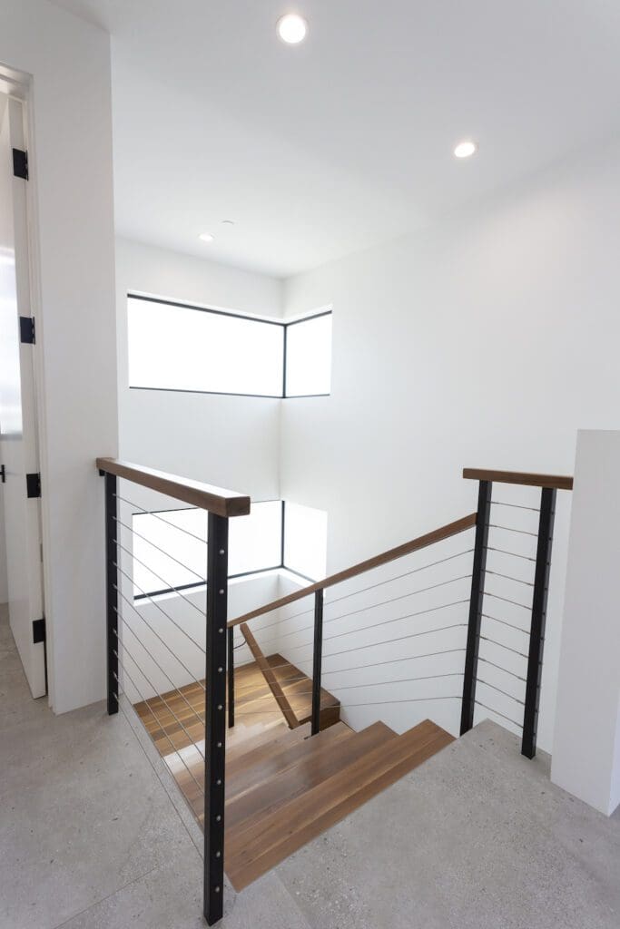 Modern Wood and Wire Stairwell