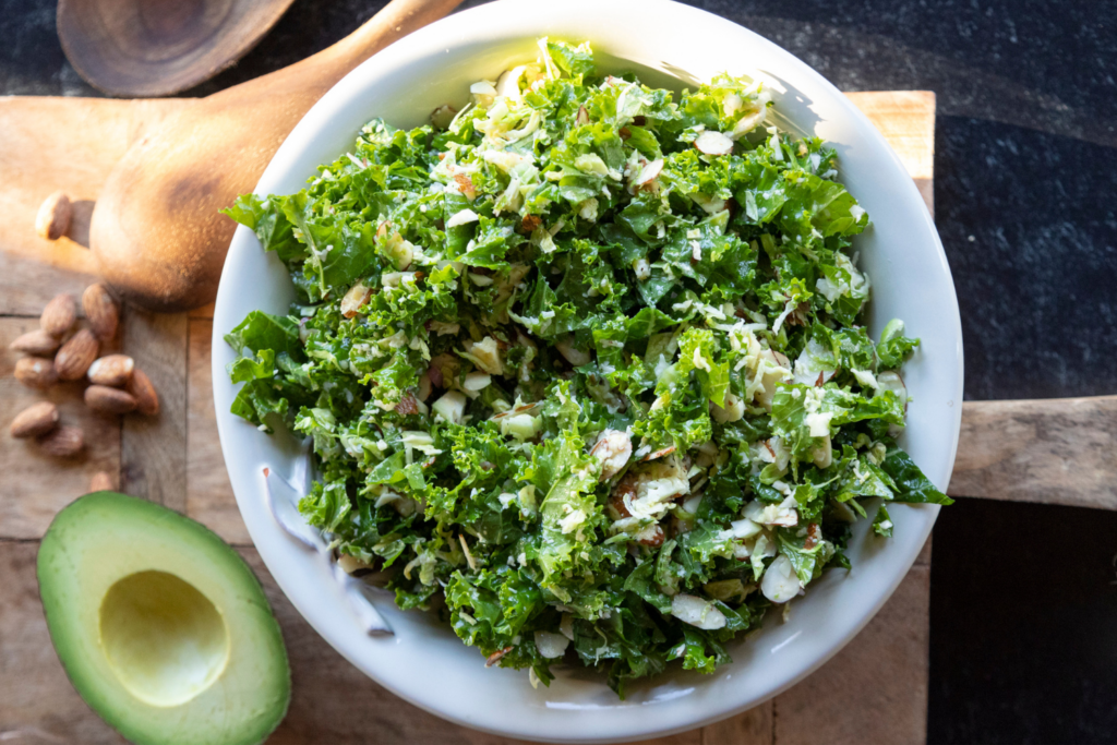 Kale and Brussels Sprout Salad with Gruyere